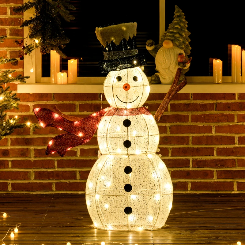 Outsunny 78er LED Weihnachtsdeko, Weihnachten Schneemann in warmweiß, Stahlrahmen, für Indoor, Outdoor, Mehrfarbig