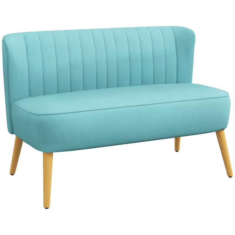 HOMCOM Sofa Retrodesign 2-Sitzer-Sofa, Holzbeine, 117 cm x 56,5 cm x 77 cm, Grün