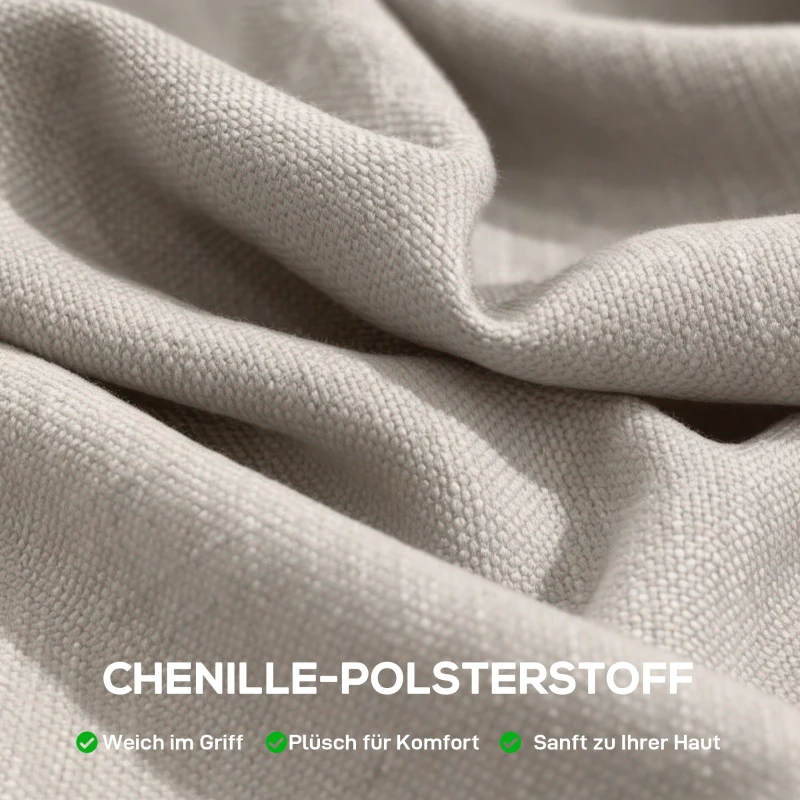 HOMCOM Moderner Sessel, Akzentstuhl mit breitem Sitz und dicker Polsterung, Chenille-Polsterstuhl fürs Wohnzimmer, Beige