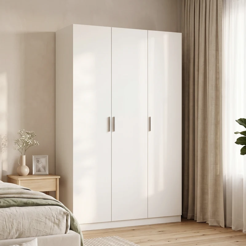 HOMCOM Schrank mit höhenverstellbaren Einlegeböden und Soft-Close-Türen für Schlafzimmer, Weiß