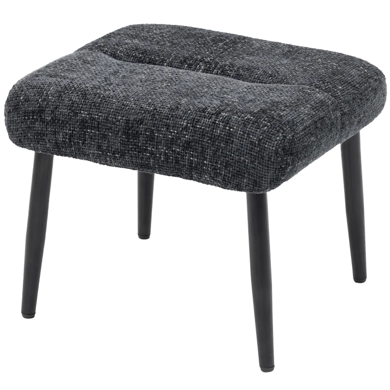 HOMCOM Sitzhocker Hocker mit weichem Sitzkissen Stahlbeinen Fußhocker mit Chenille-Stoff, 45 x 41 x 38 cm, Dunkelgrau