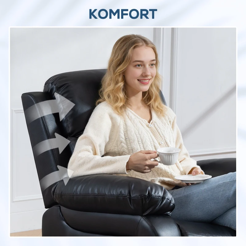 HOMCOM Massagesessel mit 8 Vibrationsköpfen, Relaxsessel, verstellbare Rückenlehne + Fußstütze, Schwarz