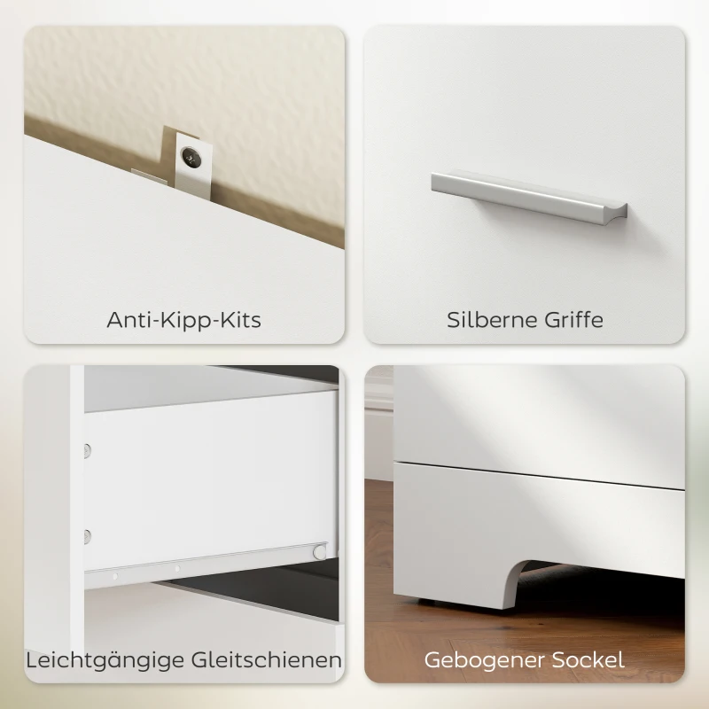 HOMCOM Bücherschrank Hochschrank Vitrinenschrank mit 3 Schubladen, 3 offen Regalen, für Wohnzimmer Küche, 79x39,5x180 cm, Weiß