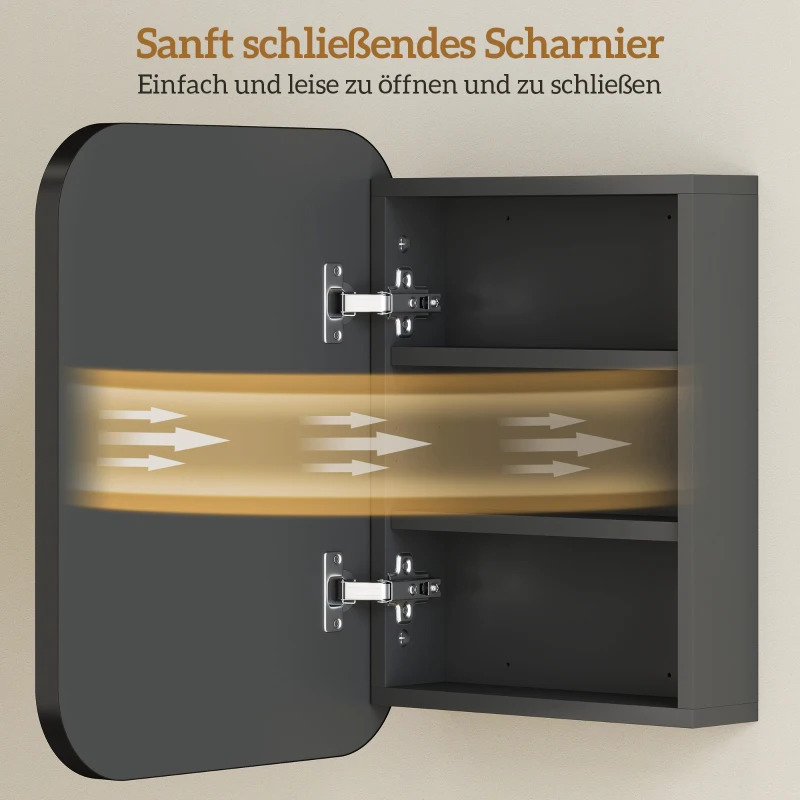 HOMCOM Spiegelschrank Bad, Badezimmerschrank mit Spiegel, Verstellbarem Regal, 40,2 x 10,2 x 50,9 cm, Schwarz