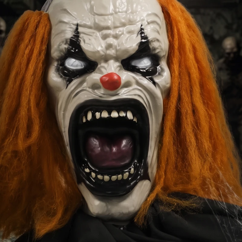 HOMCOM Animated Halloween Face Changing Clown, Animatronic Joker with Cackling Sound, Glowing Eyes, Sound/Touch Activated