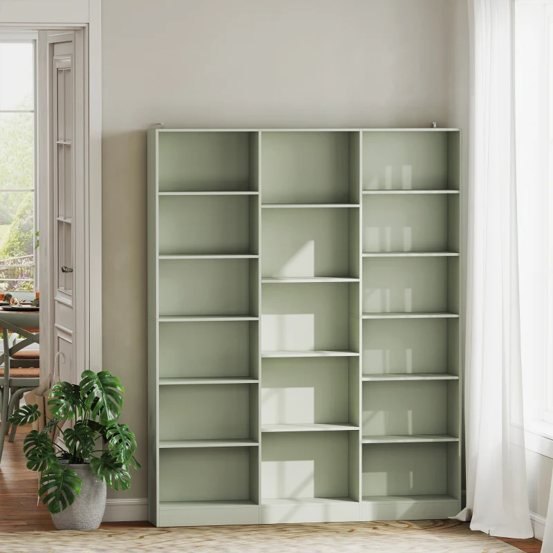 HOMCOM Estantería de 6 Niveles, Estante de Almacenamiento con 17 Compartimentos y Estantes Ajustables, 149 x 23,6 x 188 cm, Verde