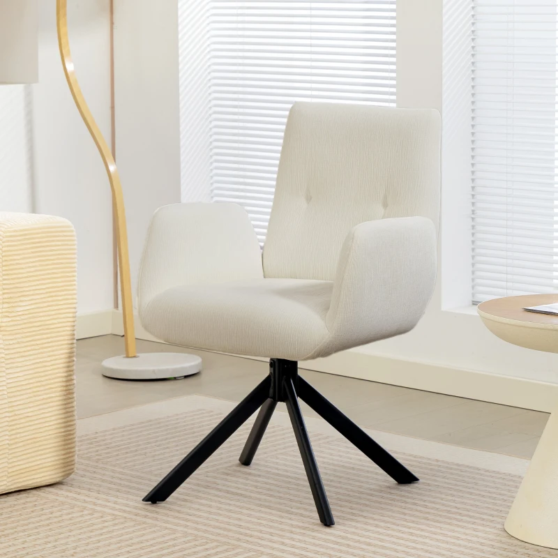 HOMCOM Polstersessel, Akzentsessel, modernes Design, drehbar, bis 120 kg, Cremeweiß