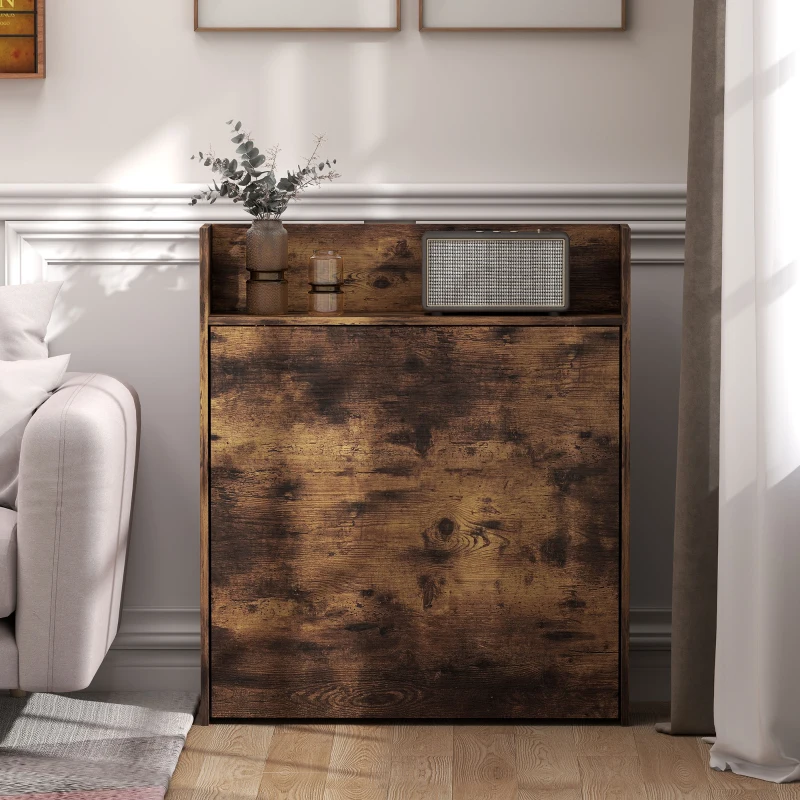 HOMCOM Esstisch Klappbar mit Regal, Industrie-Design, Platzsparend, Für Kleine Räume, 80x90x93cm, Rustikal-Braun