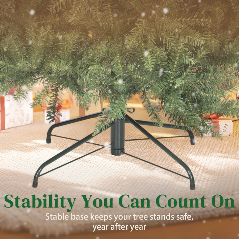 HOMCOM Árbol de Navidad Artificial de 210 cm con Ramas con Cremallera y Base en Metal Plegable Verde