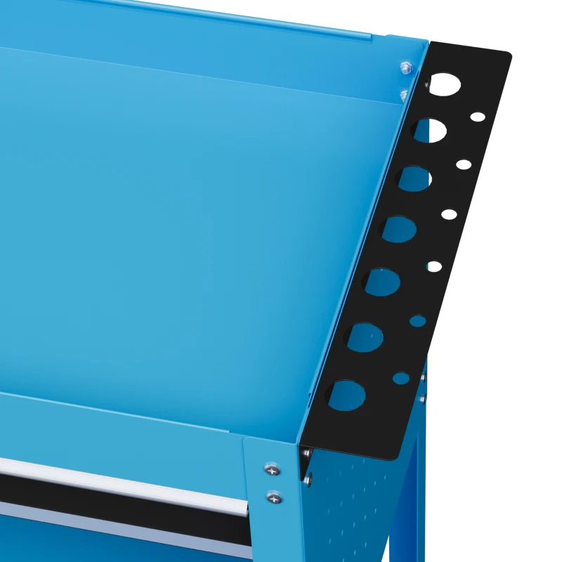HOMCOM Werkzeugkoffer Werkzeugtrolley Werkzeugbox, 3 Ebenen, 4 Rollen, 82 cm x 35 cm x 76 cm, Blau