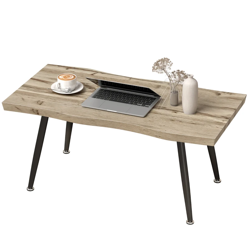 HOMCOM Couchtisch Beistelltisch mit Stahlbeine, 4 cm dicker Tischplatte Wohnzimmertisch 100 x 50 x 45 cm Eiche+Schwarz