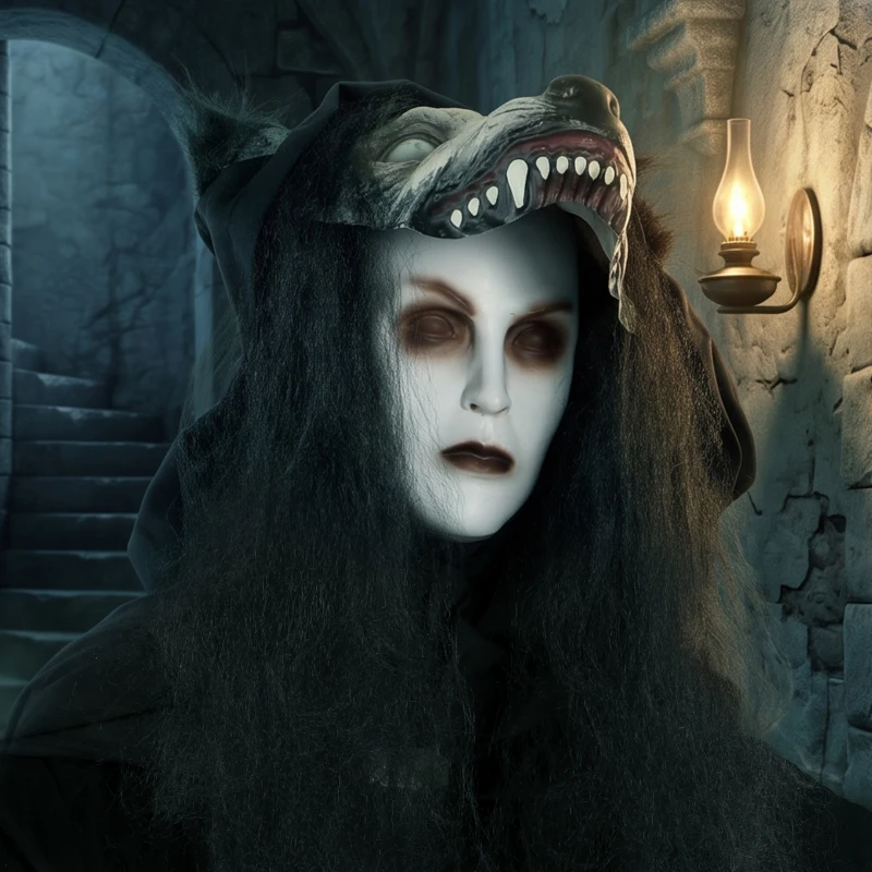 HOMCOM 67"/170cm Life Size Animated Ghost with Werewolf Mask, Halloween Decorations Outdoor Indoor, Scary Halloween Animatronic