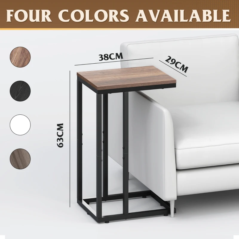 WLIVE C-Shaped Side Table, Built with Solid Metal Frame and Open Storage Design, Slim Structure Perfect for Small Spaces, Ideal for Living Room and Bedroom, Brown