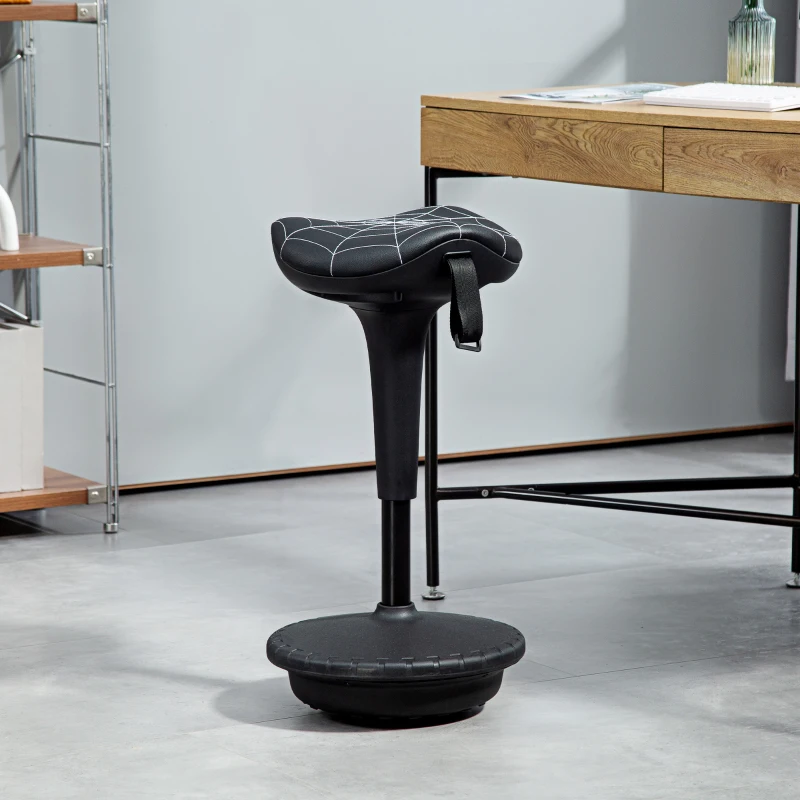 Vinsetto Bürohocker mit Schwenkfunktion, ergonomischer Hocker, höhenverstellbar 65,5-83,5 cm 120° neigbar Schwarz