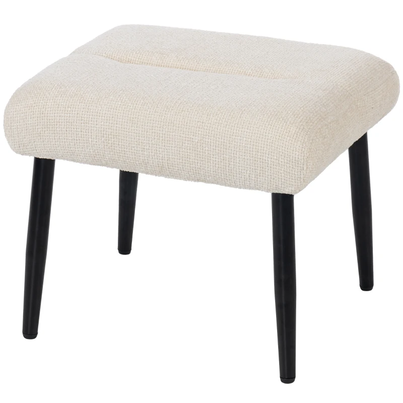 HOMCOM Sitzhocker Hocker mit weichem Sitzkissen Stahlbeinen Fußhocker mit Chenille-Stoff, 45 x 41 x 38 cm, Cremeweiß