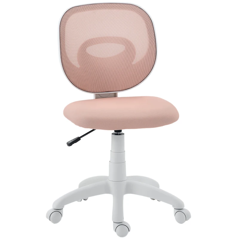 HOMCOM Bürostuhl Ergonomischer Schreibtischstuhl mit C-förmiger Rückenstütze, Höhenverstellbar Rosa
