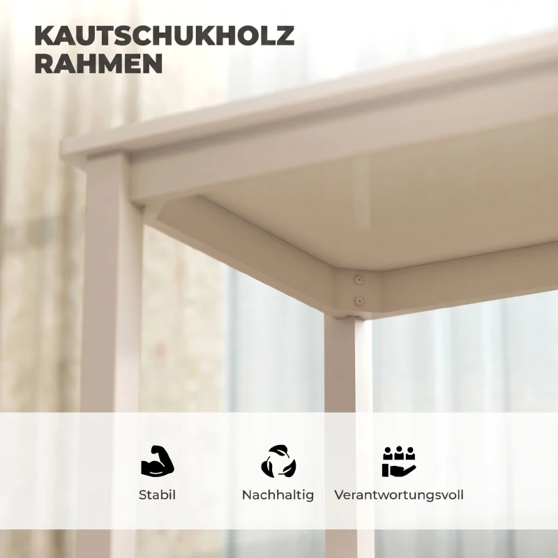 HOMCOM 3-teiliges Esstisch-Set mit 2 Stühlen, Küchentisch für kompakte Räume, gepolsterte Stühle, platzsparend, MDF, Weiß(m-7)