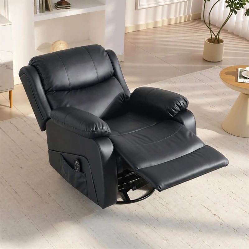 HOMCOM Massagesessel, Wärme- & Liegefunktion, Kunstleder, bis 150kg, 97x92x104cm, Schwarz