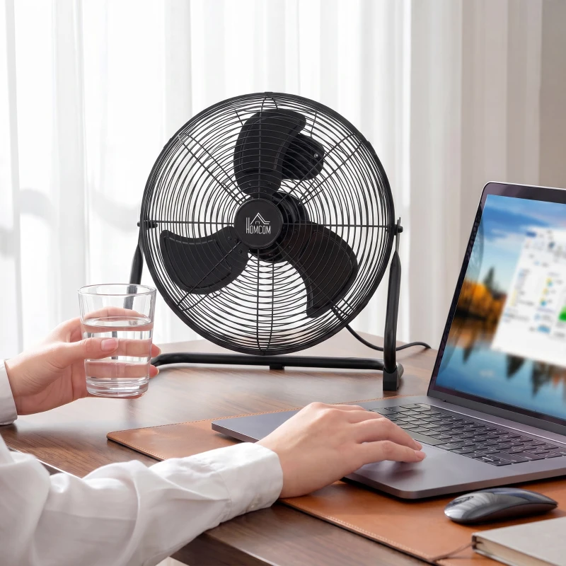 HOMCOM Ventilator für den Schreibtisch, Klimaanlage, 4 Geschwindigkeiten, drehbar, Schwarz