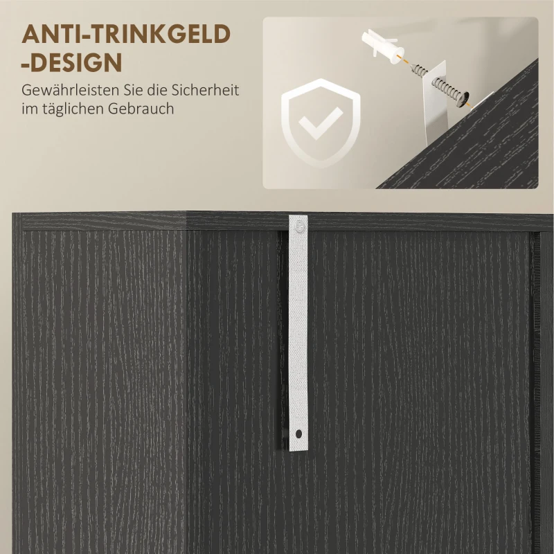 HOMCOM Küchenschrank, Buffet mit Schublade, Soft-Close Türen, 80 x 35 x 180 cm, Schwarz