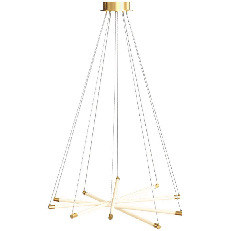 HOMCOM LED-Deckenlampe, 50W, 5 anpassbare Lichtrohre, anpassbar, Deckenleuchte für Wohnzimmer, Esszimmer, Küche, Gold+Weiß
