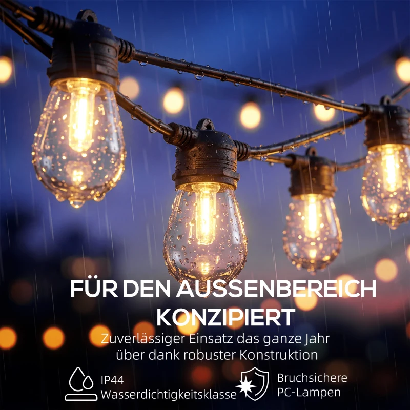 HOMCOM Globe Lichterkette, RGBW Vorhanglichter, IP44 wasserdicht für Innen- und Außendekoration