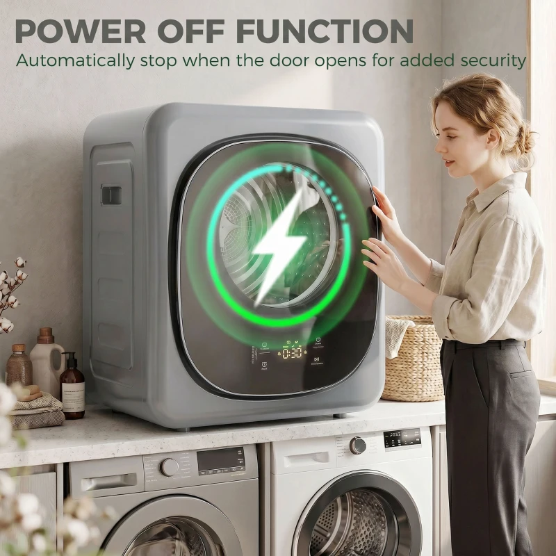 HOMCOM 4kg Vented Tumble Dryer with 5 Drying Mode, 800W Compact Freestanding Front Tumble Dryer, Silver