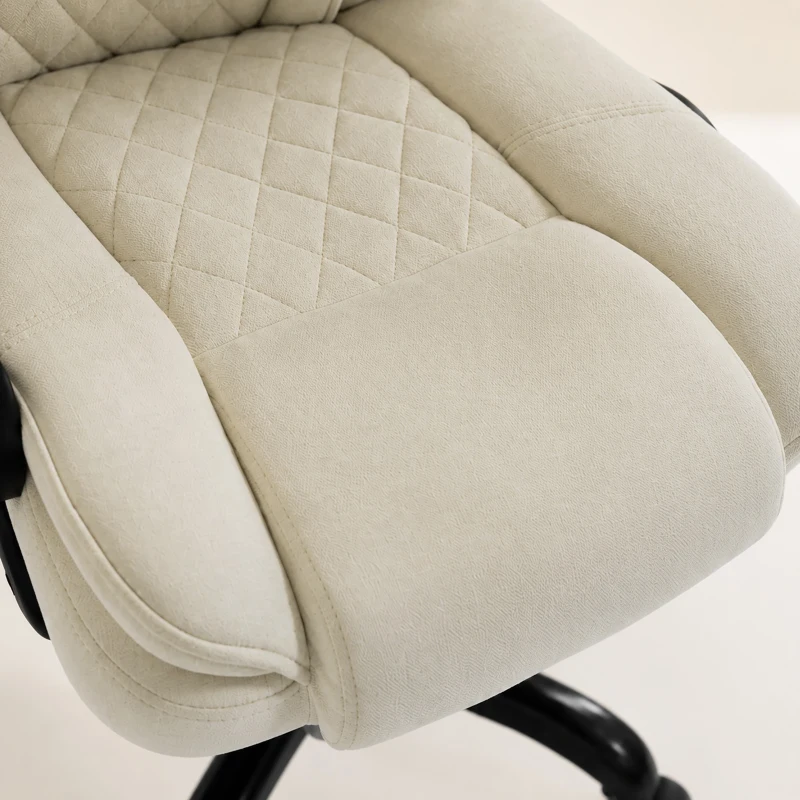 HOMCOM Office Chair, Ergonomic Desk Chair with Flip-up Armrest, Pocket Springs, Swivel Wheels, Adjustable Height, Beige