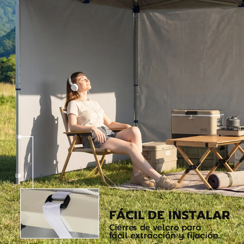 Outsunny 3 Paredes Laterales para Carpas de 3x3 m 300x200 cm Paredes Laterales de Repuesto de Tela Oxford con Cremallera Azul