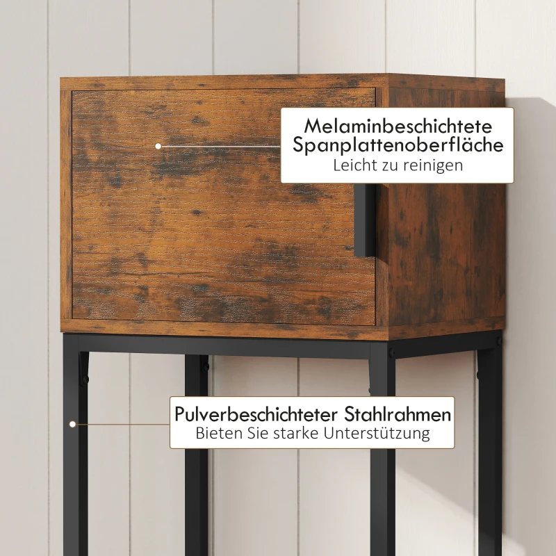 HOMCOM Konsolentisch Schmal, Schrank, Industrie-Design, Wohnzimmer Flur, 40x30x76cm, Rustikal-Braun