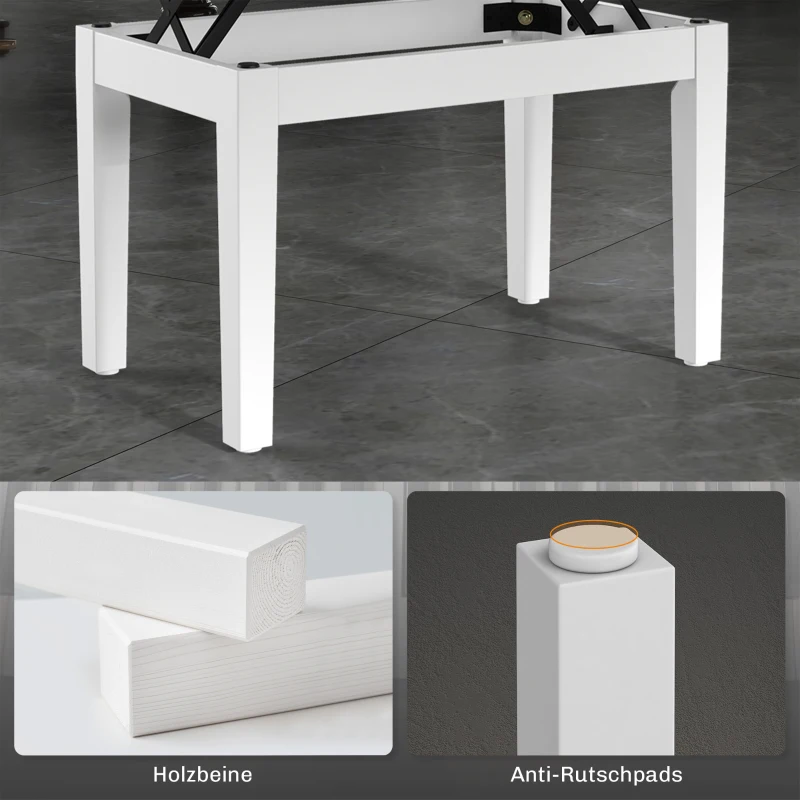 HOMCOM Klavierbank Höhenverstellbar Sitzbank mit Stauraum, Holzbeine, aus Kunstleder, 54,5 x 33 x 48-58 cm, Weiß