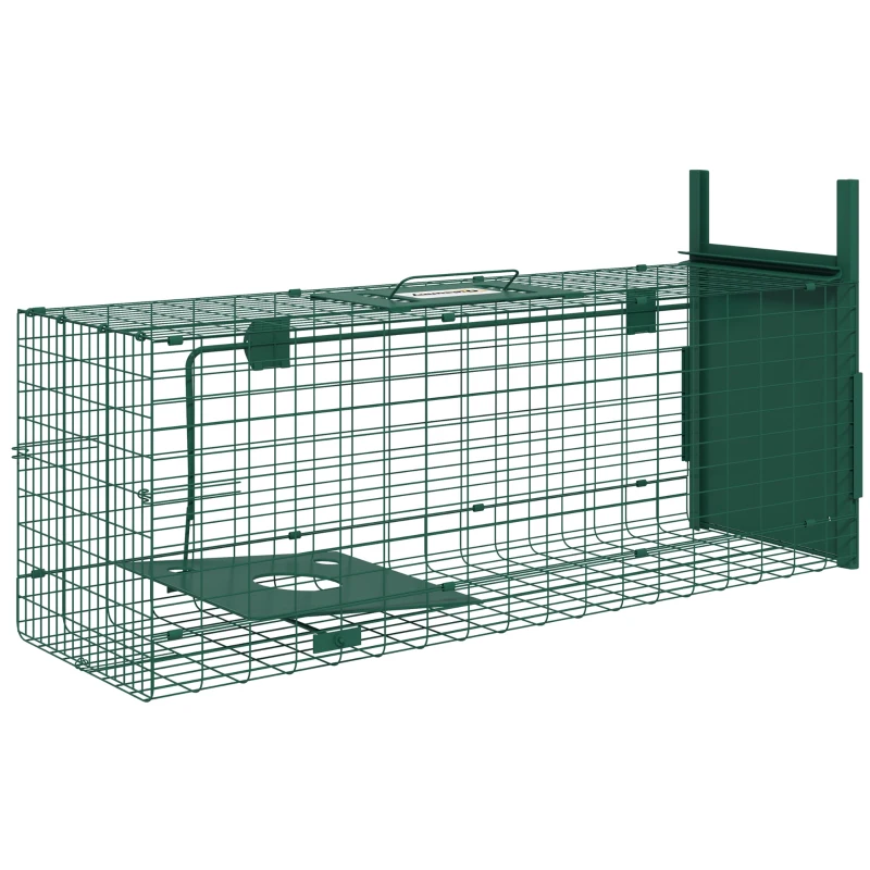 Outsunny Cușcă Capcană pentru Animale Mici cu O Ușă și Mâner, 80x25x30 cm, Verde Închis