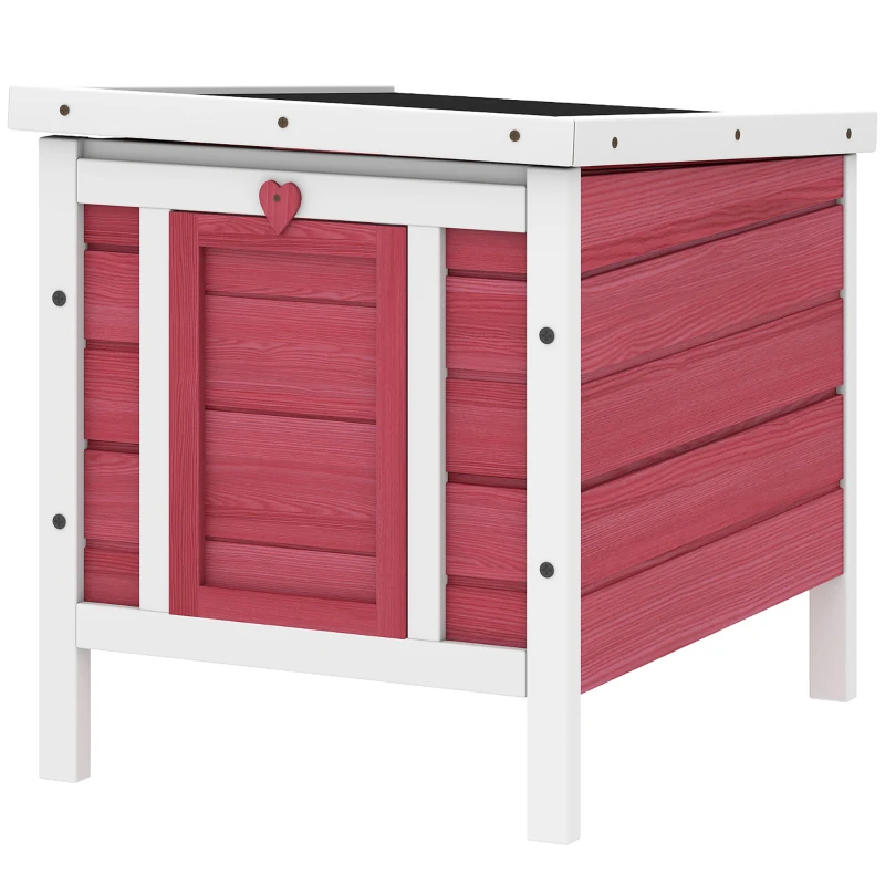 PawHut Conejera de Madera Exterior Jaula Caseta para Roedores Mascotas Pequeñas con Techo Asfáltico Se Puede Abrir y Rampa Antideslizante 42x51x43 cm Rojo