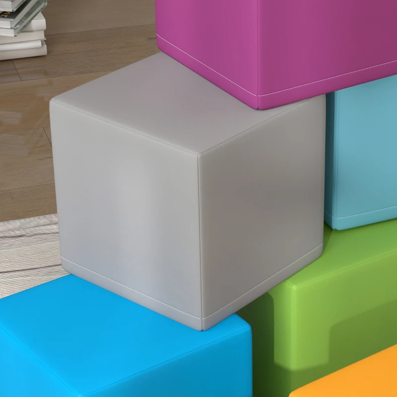 HOMCOM 12 PCs Soft Play Blocks, Soft Foam Toy, Building and Stacking Blocks for Kids, Grey