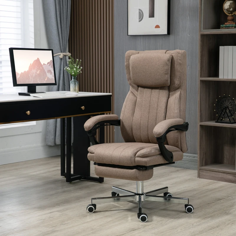 Vinsetto Cadeira de Escritório com 6 Pontos de Massagem com Vibração Reclinável com Altura Ajustável 65x61x101-113 cm Marrom