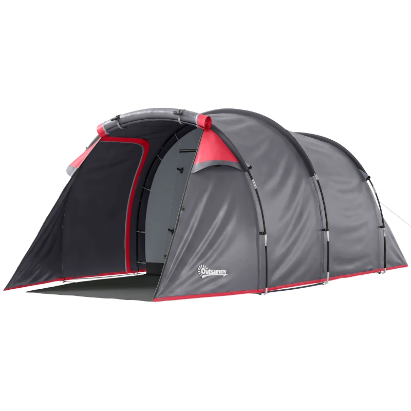 Outsunny Tienda de Campaña Familiar 2 Personas Plegable Impermeable a Prueba de UV 20+ con Vestíbulo 426x206x154 cm Gris Oscuro
