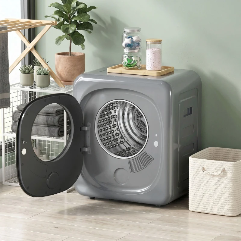 HOMCOM 4kg Vented Tumble Dryer with 5 Drying Mode, 800W Compact Freestanding Front Tumble Dryer, Silver