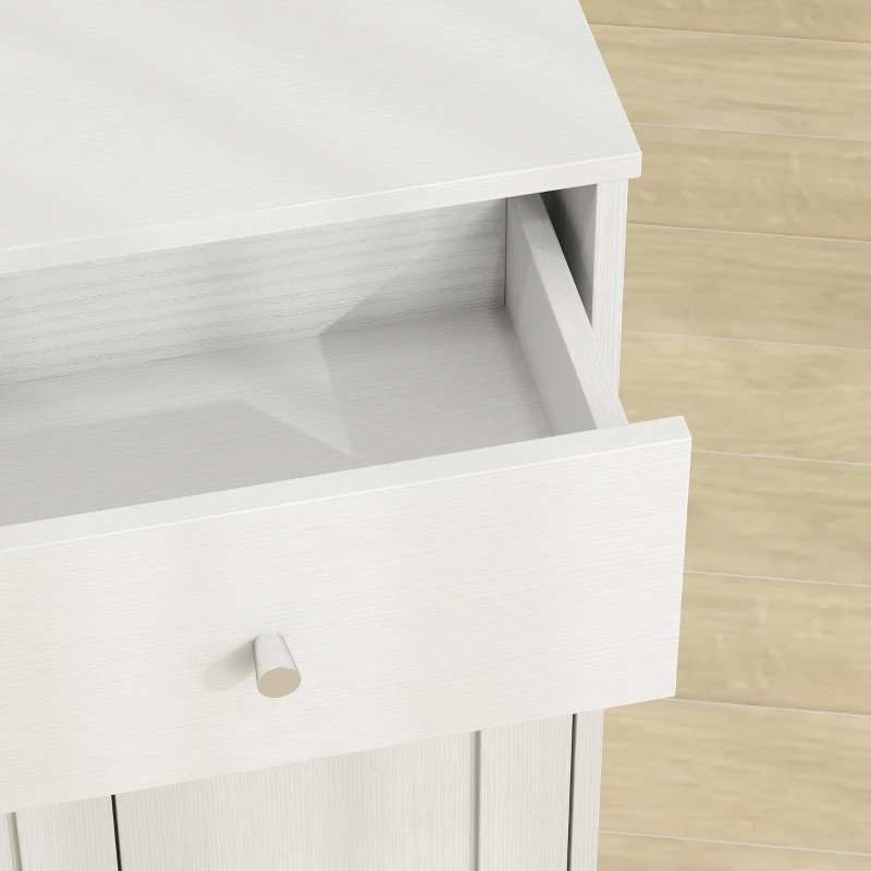 HOMCOM Bathroom Floor Cabinet, Freestanding Bathroom Cabinet with Drawer, Door, Open Shelves, White