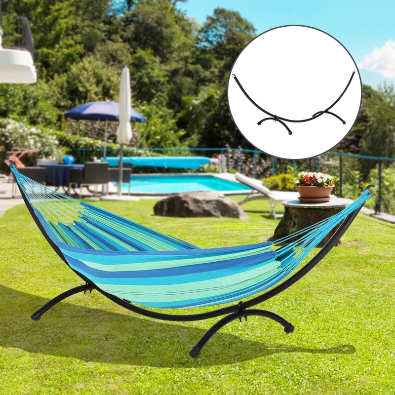 Outsunny Struttura per Amaca Universale da Esterno in Metallo, 300x90x100cm, Nero
