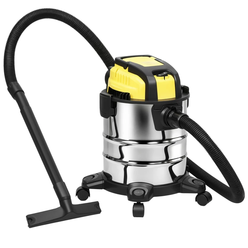 HOMCOM Nass- und Trockensauger, rollbar, 3-faches Filtersystem, 20 L Staubbehälter