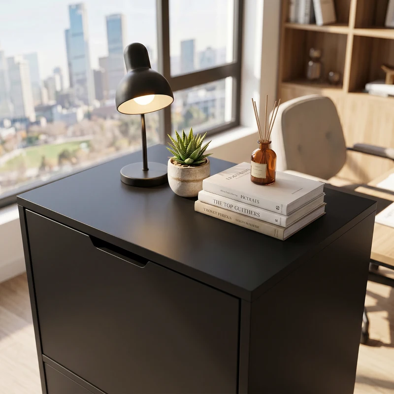 HOMCOM Mueble Archivador para Impresora con 5 Cajones y Ruedas 48x40x100 cm Negro
