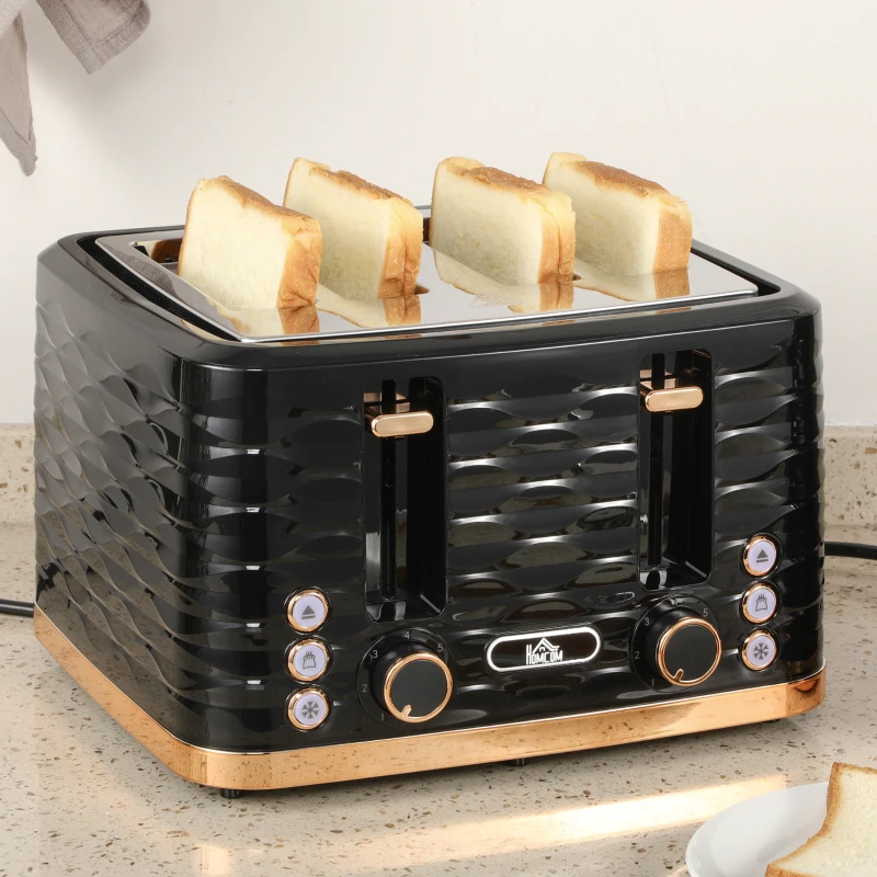 HOMCOM Four-Slice Rippled Toaster - Black