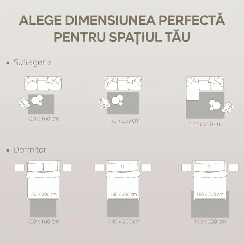 HOMCOM Covor Modern Antiderapant din Poliester și Bumbac cu Design Liniar, pentru Living, Dormitor, Crem