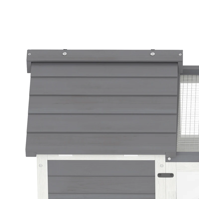 PawHut Casa para Tortugas de Madera con Dos Casas Principales Techo Abatible Soporte para Lámpara Gris