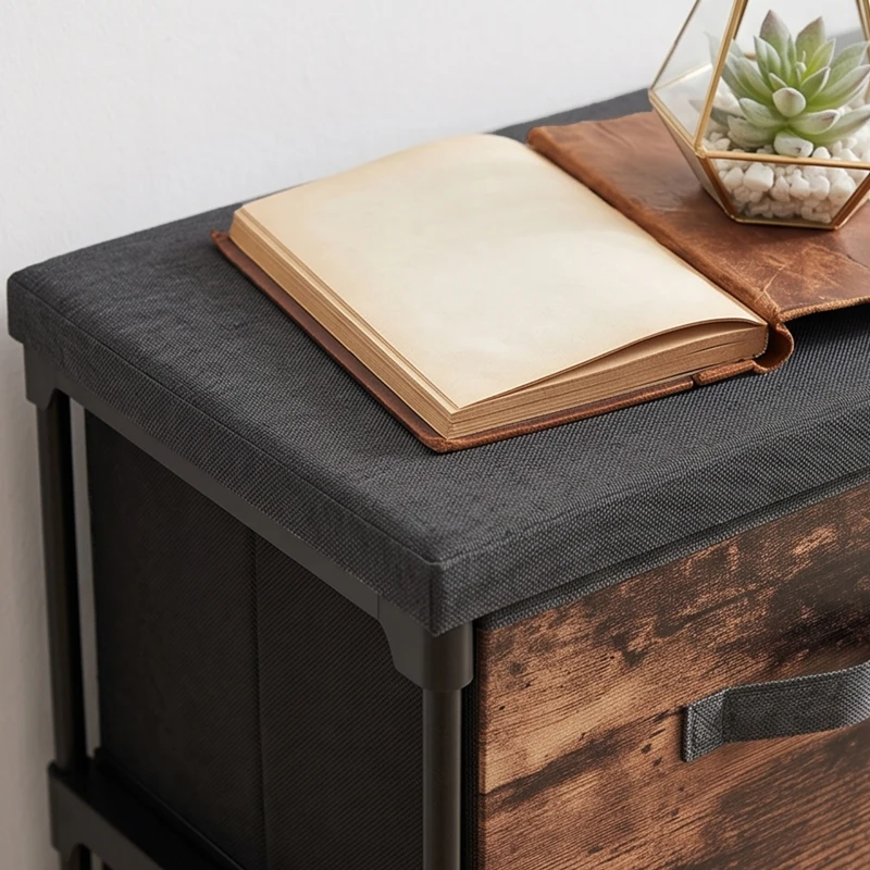 HOMCOM Cajonera 8 Cajones Mueble Metálico para Dormitorio Marrón Rústico