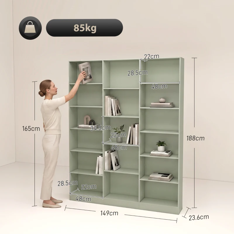 HOMCOM Bookcase with Open Storage, 6-Tier Bookshelf with Anti-Tipping Hardware, Light Green