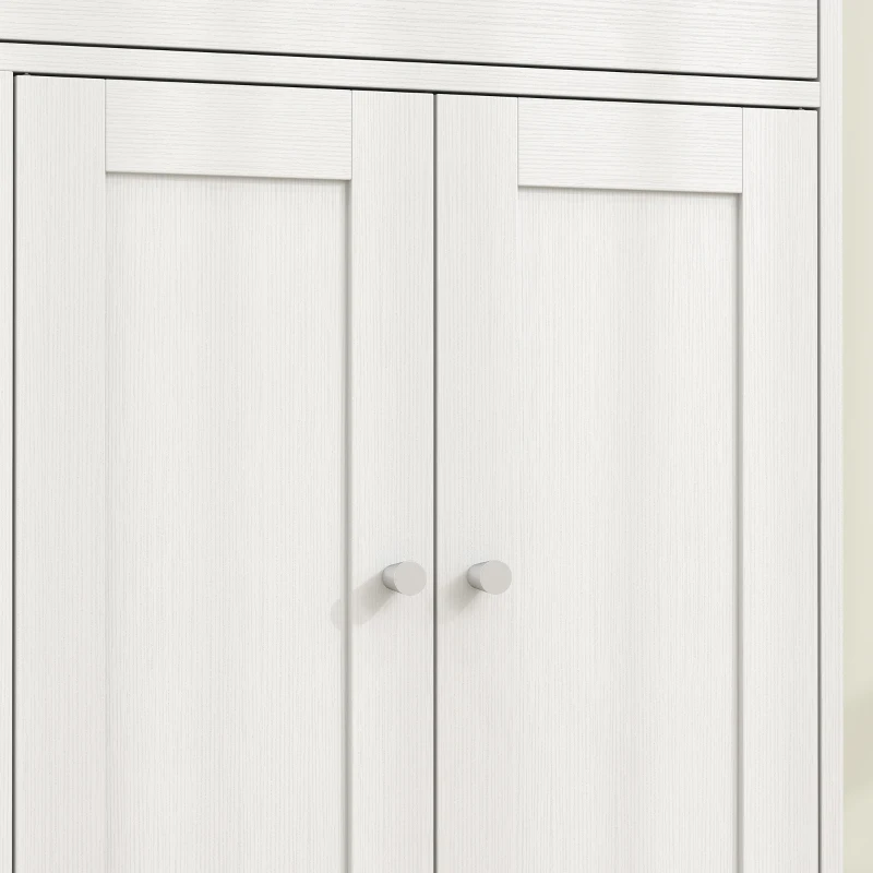 HOMCOM Bathroom Floor Cabinet, Freestanding Bathroom Cabinet with Drawer, Door, Open Shelves, White