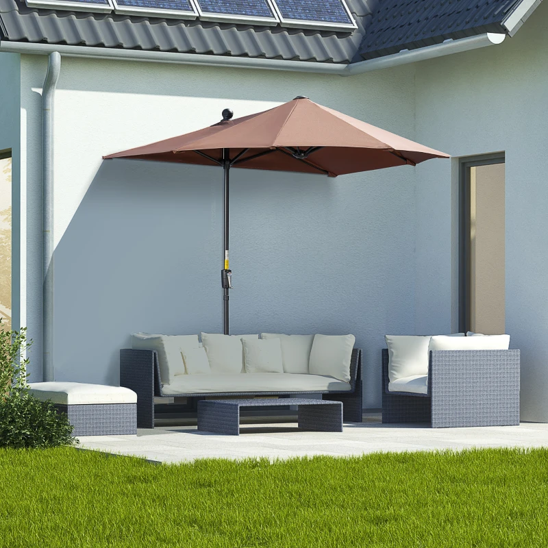 Outsunny Parasol de Terraza 200x190x240 cm con Manivela Poste de Acero y Base Cruzada Anti-UV para Terraza Balcón Café