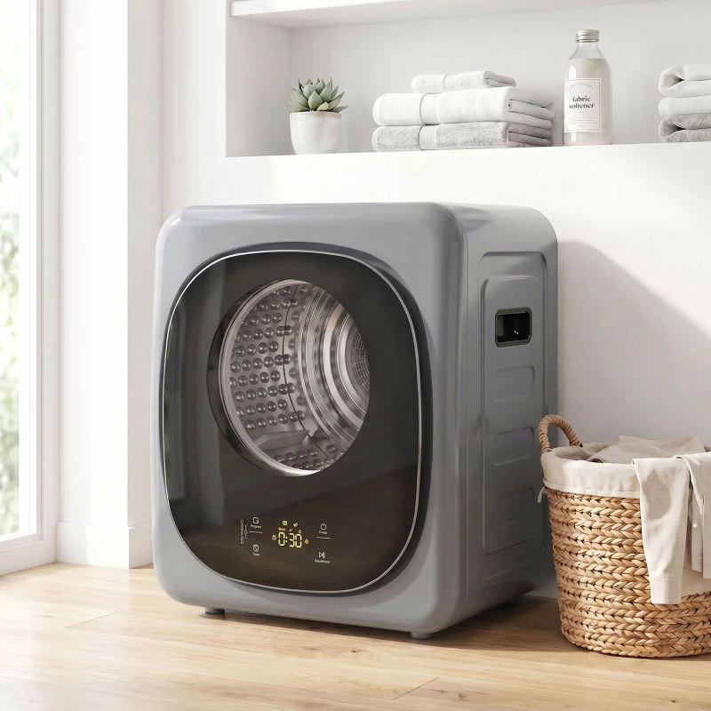 HOMCOM 4kg Vented Tumble Dryer with 5 Drying Mode, 800W Compact Freestanding Front Tumble Dryer, Silver