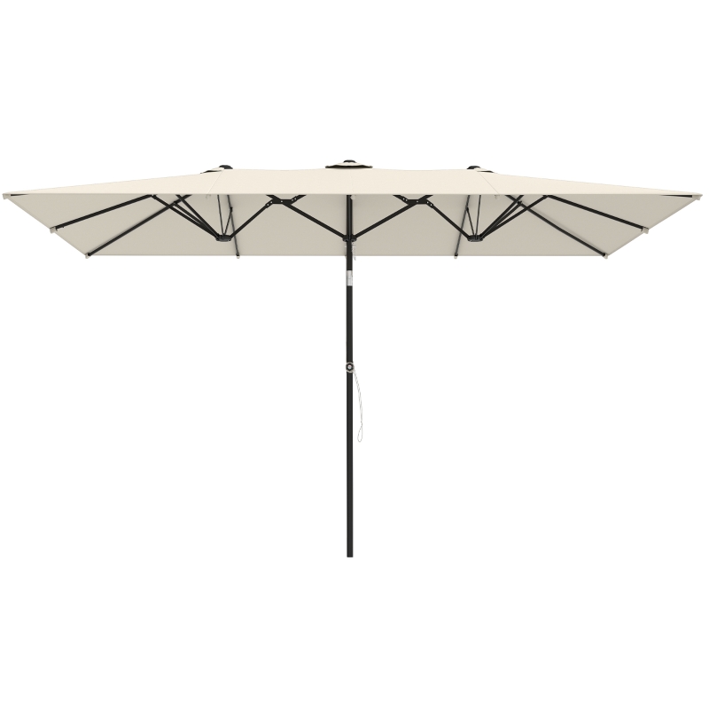 Outsunny Umbrelă Dublă Inclinabilă și Reglabilă cu Frânghie, din Poliester și Metal, 150x295x170-214 cm, Crem